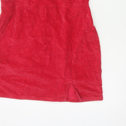 ASOS Design Women Red UK 14 Corduroy Bodycon Mini Dress Square Neck