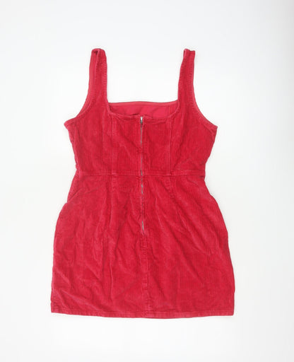 ASOS Design Women Red UK 14 Corduroy Bodycon Mini Dress Square Neck