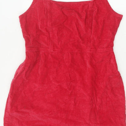 ASOS Design Women Red UK 14 Corduroy Bodycon Mini Dress Square Neck