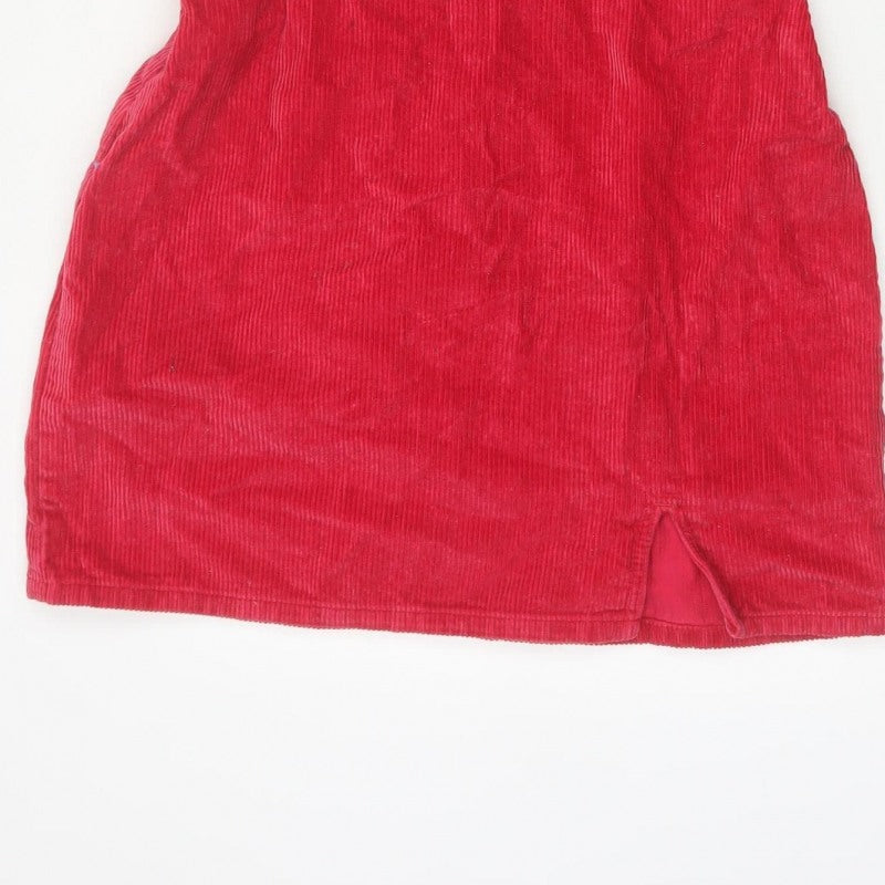 ASOS Design Women Red UK 14 Corduroy Bodycon Mini Dress Square Neck