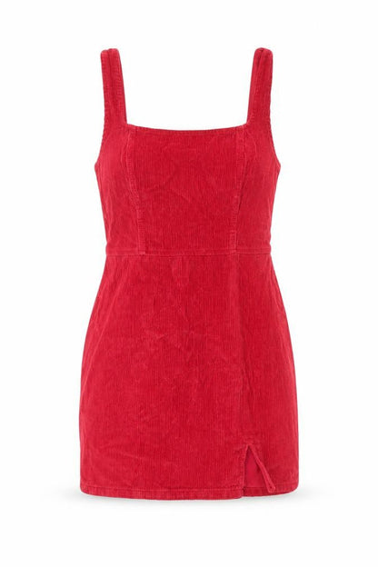 ASOS Design Women Red UK 14 Corduroy Bodycon Mini Dress Square Neck