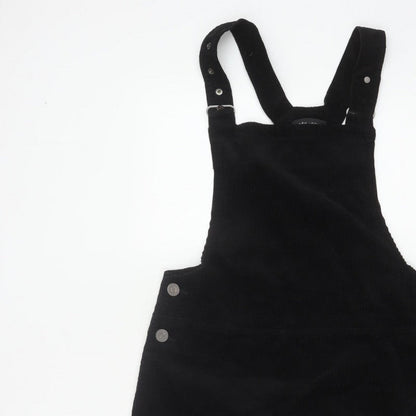 New Look Women Black Corduroy Pinafore Dress UK 12 Short Adjustable