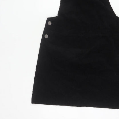 New Look Women Black Corduroy Pinafore Dress UK 12 Short Adjustable