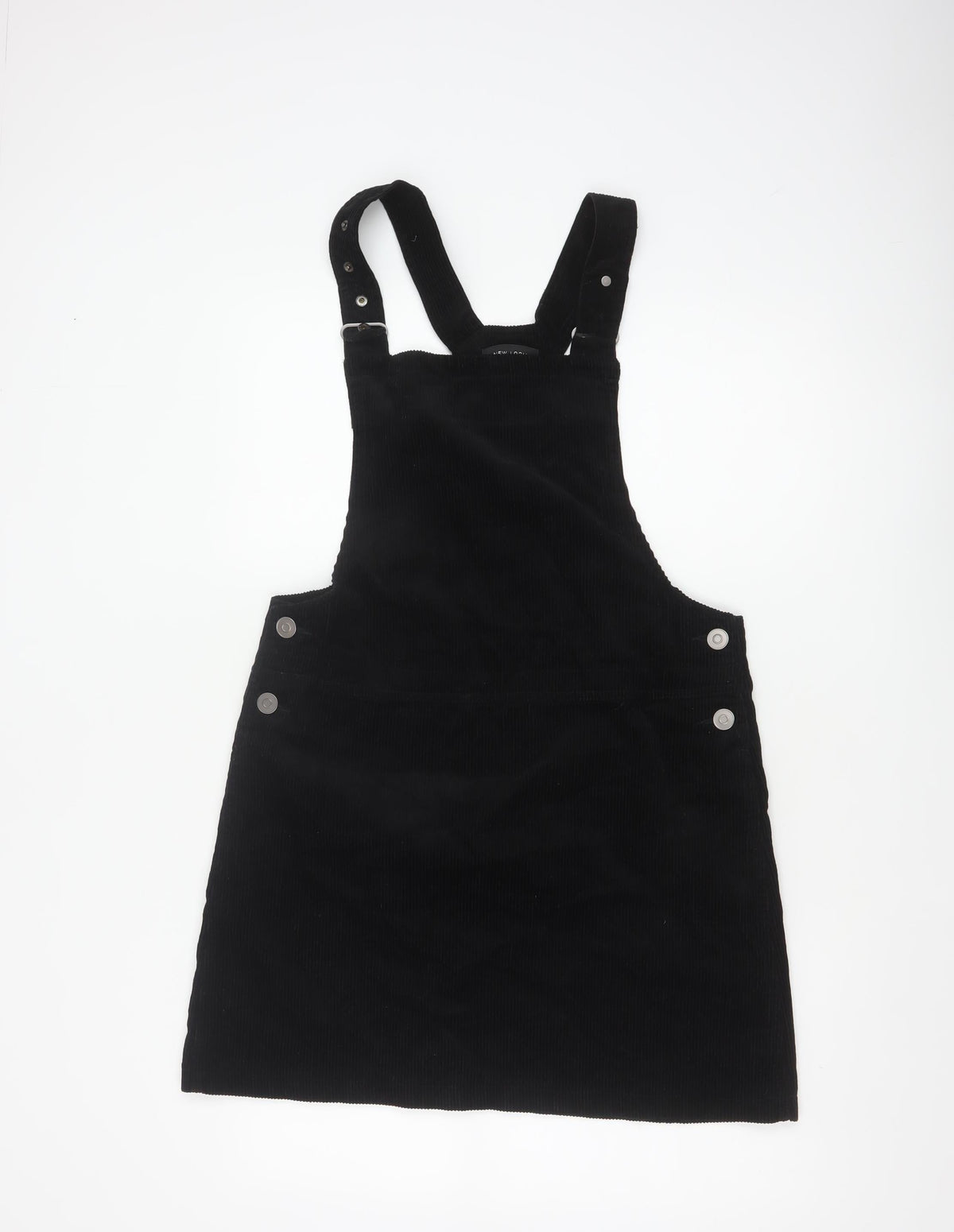 New Look Women Black Corduroy Pinafore Dress UK 12 Short Adjustable
