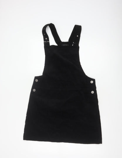 New Look Women Black Corduroy Pinafore Dress UK 12 Short Adjustable