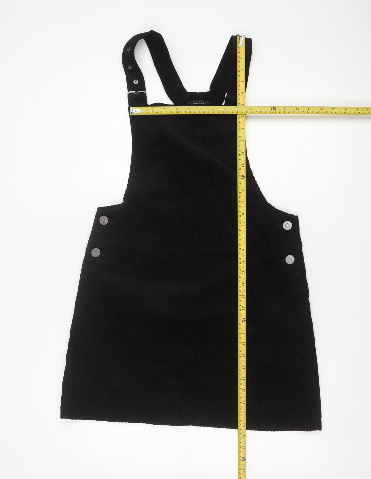 New Look Women Black Corduroy Pinafore Dress UK 12 Short Adjustable