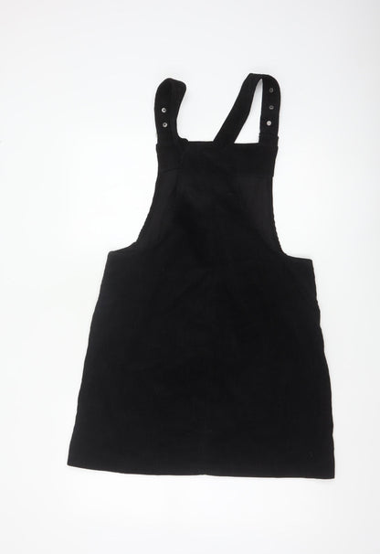 New Look Women Black Corduroy Pinafore Dress UK 12 Short Adjustable