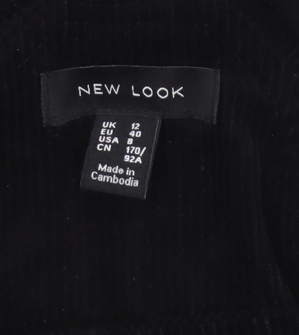 New Look Women Black Corduroy Pinafore Dress UK 12 Short Adjustable