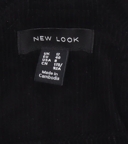 New Look Women Black Corduroy Pinafore Dress UK 12 Short Adjustable