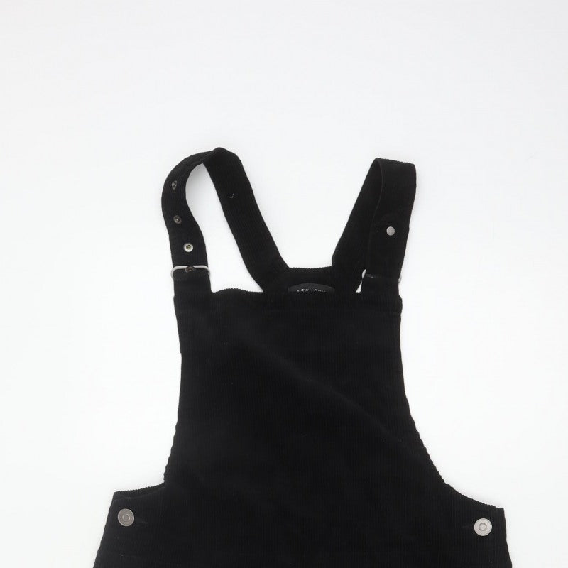 New Look Women Black Corduroy Pinafore Dress UK 12 Short Adjustable