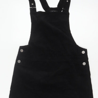 New Look Women Black Corduroy Pinafore Dress UK 12 Short Adjustable