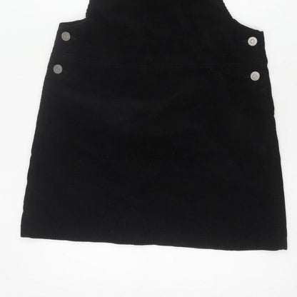 New Look Women Black Corduroy Pinafore Dress UK 12 Short Adjustable
