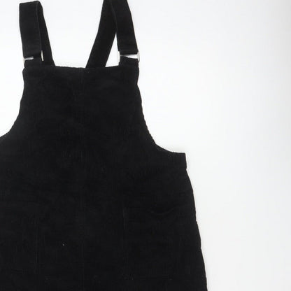 New Look Women Black Corduroy Pinafore Dress UK 14 Adjustable Straps