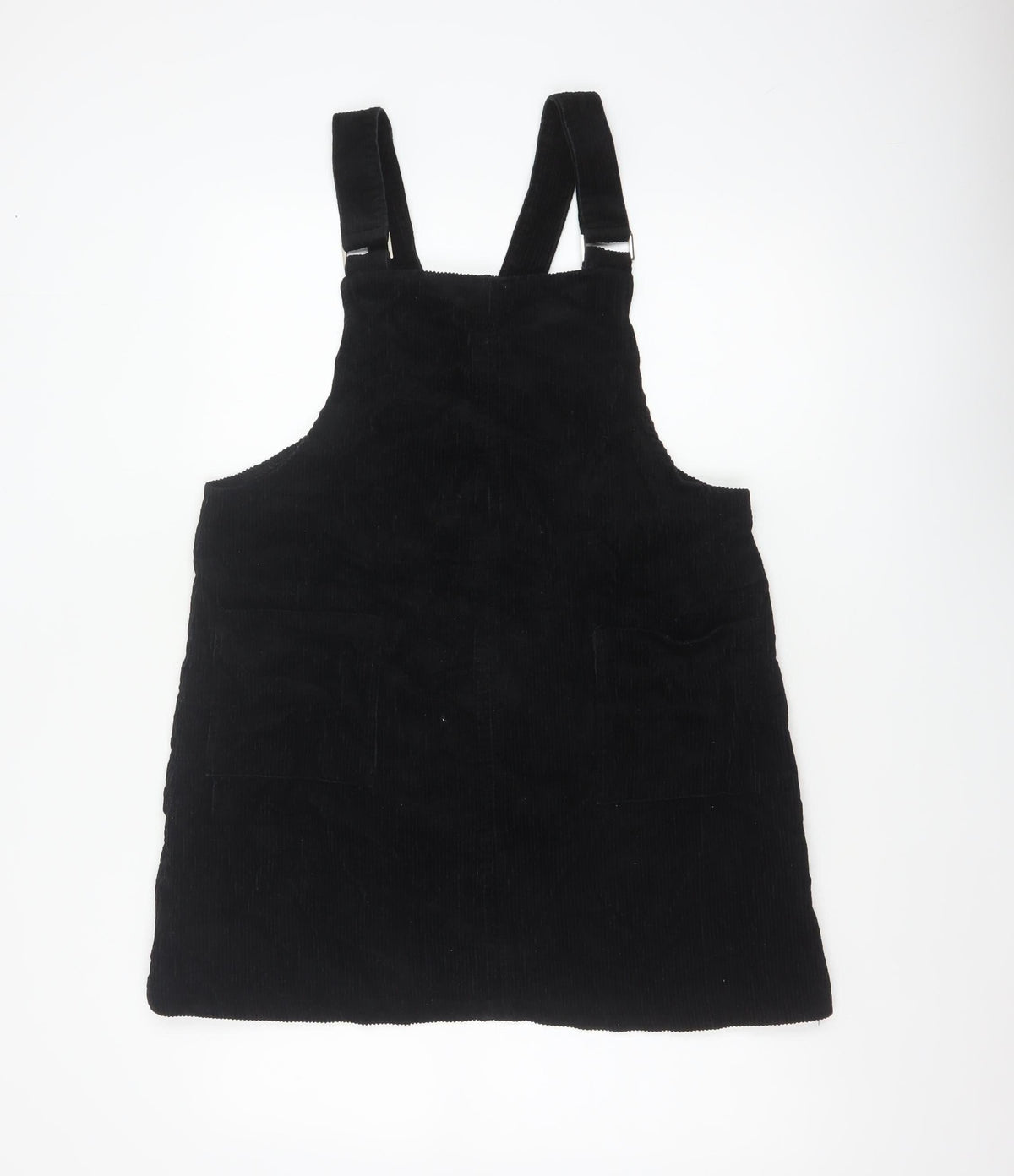 New Look Women Black Corduroy Pinafore Dress UK 14 Adjustable Straps