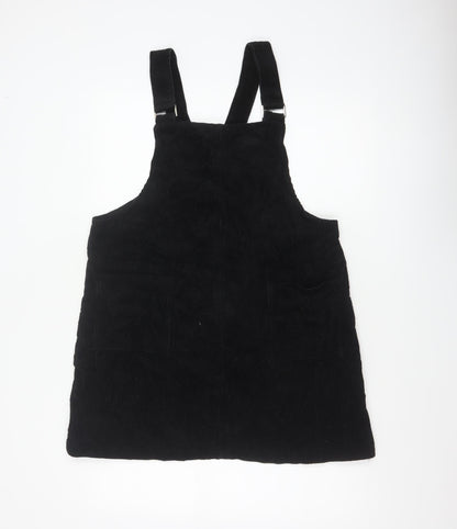 New Look Women Black Corduroy Pinafore Dress UK 14 Adjustable Straps