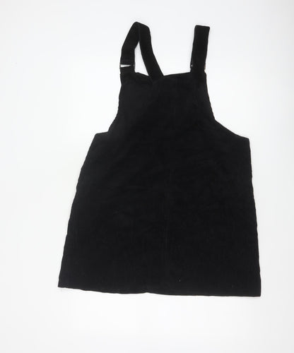 New Look Women Black Corduroy Pinafore Dress UK 14 Adjustable Straps