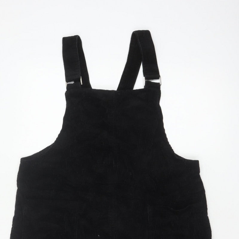 New Look Women Black Corduroy Pinafore Dress UK 14 Adjustable Straps