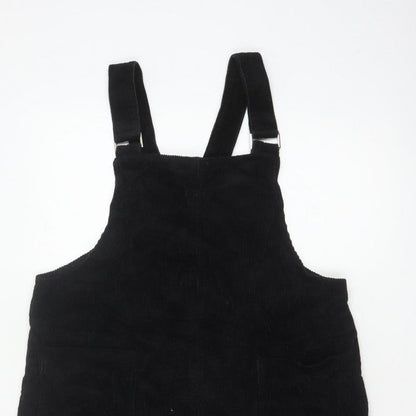 New Look Women Black Corduroy Pinafore Dress UK 14 Adjustable Straps