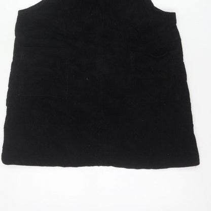 New Look Women Black Corduroy Pinafore Dress UK 14 Adjustable Straps