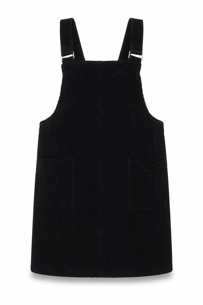 New Look Women Black Corduroy Pinafore Dress UK 14 Adjustable Straps
