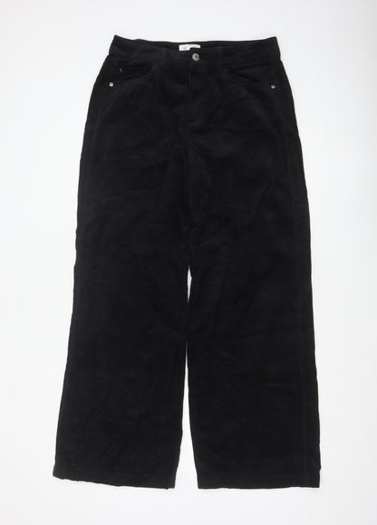 White Stuff Women Black UK 12R Corduroy Wide Leg Trousers