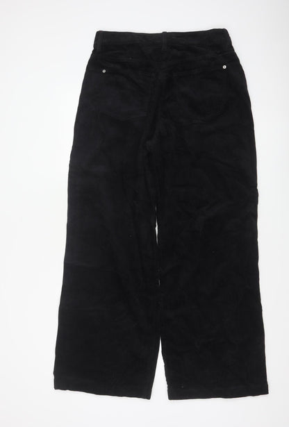 White Stuff Women Black UK 12R Corduroy Wide Leg Trousers