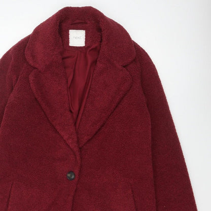 Next Girls Red Teddy Fleece Coat 15 Years Collared Lined Pockets