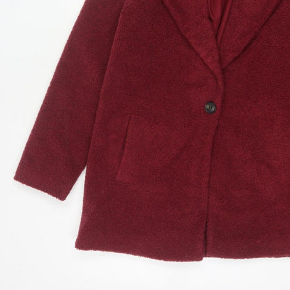 Next Girls Red Teddy Fleece Coat 15 Years Collared Lined Pockets