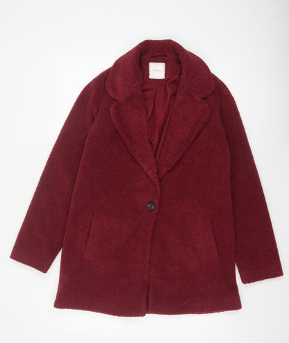 Next Girls Red Teddy Fleece Coat 15 Years Collared Lined Pockets