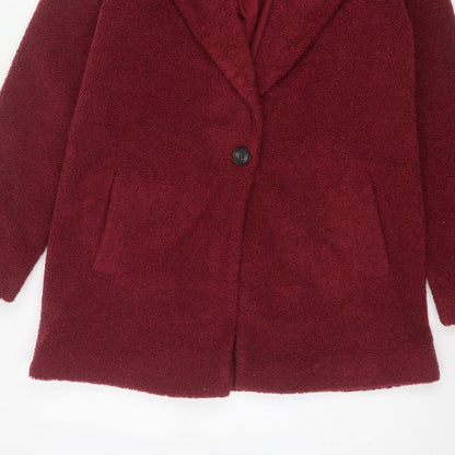 Next Girls Red Teddy Fleece Coat 15 Years Collared Lined Pockets
