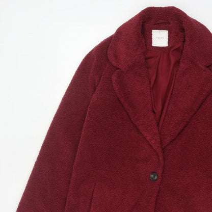 Next Girls Red Teddy Fleece Coat 15 Years Collared Lined Pockets