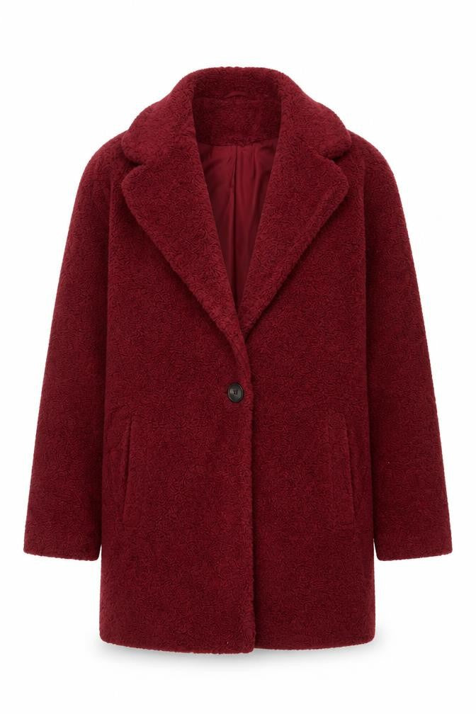 Next Girls Red Teddy Fleece Coat 15 Years Collared Lined Pockets