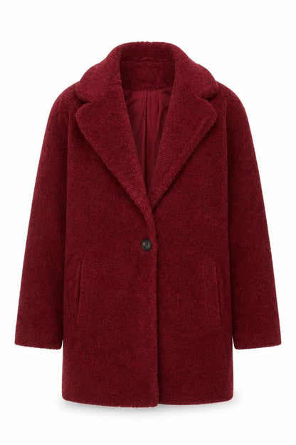 Next Girls Red Teddy Fleece Coat 15 Years Collared Lined Pockets