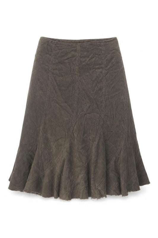 Kew Women Brown UK 12 Corduroy Flared Midi Skirt Lined
