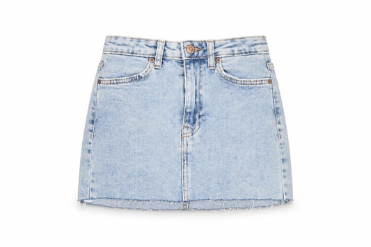 Bershka Women Blue UK 6 High Rise Denim Mini Straight Skirt