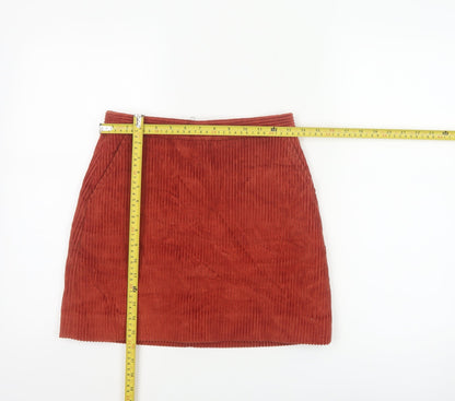 Jack Wills Women's Orange UK 8 Corduroy Mini Straight Skirt