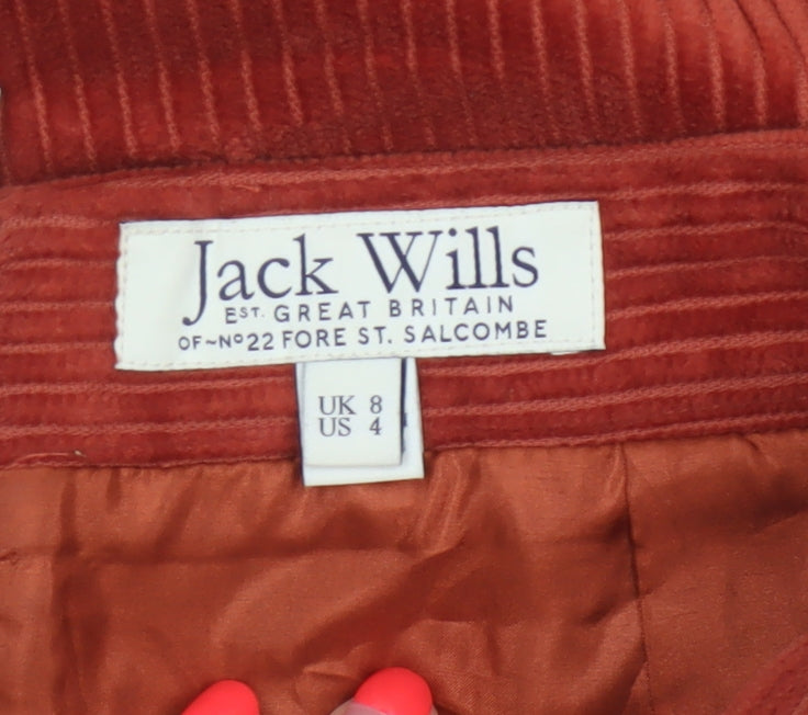 Jack Wills Women's Orange UK 8 Corduroy Mini Straight Skirt