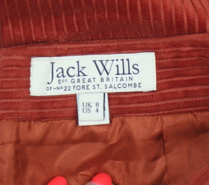 Jack Wills Women's Orange UK 8 Corduroy Mini Straight Skirt