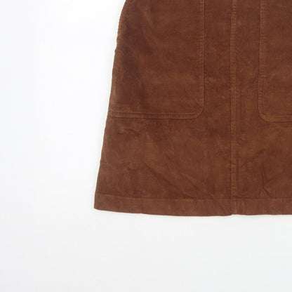 Fat Face Women Brown UK 8 A-Line Corduroy Mini Skirt Pockets