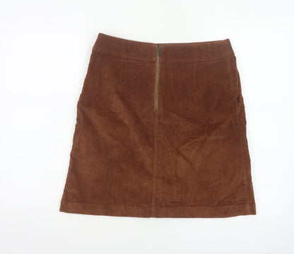 Fat Face Women Brown UK 8 A-Line Corduroy Mini Skirt Pockets