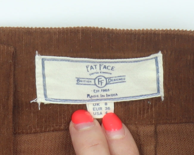 Fat Face Women Brown UK 8 A-Line Corduroy Mini Skirt Pockets