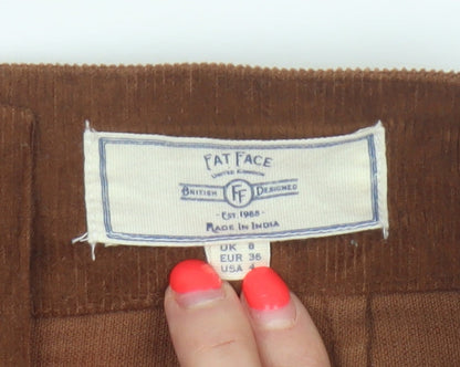 Fat Face Women Brown UK 8 A-Line Corduroy Mini Skirt Pockets