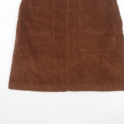 Fat Face Women Brown UK 8 A-Line Corduroy Mini Skirt Pockets