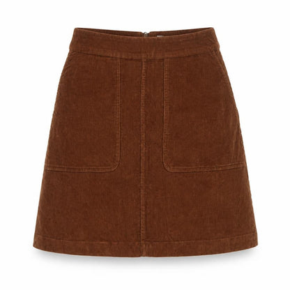 Fat Face Women Brown UK 8 A-Line Corduroy Mini Skirt Pockets