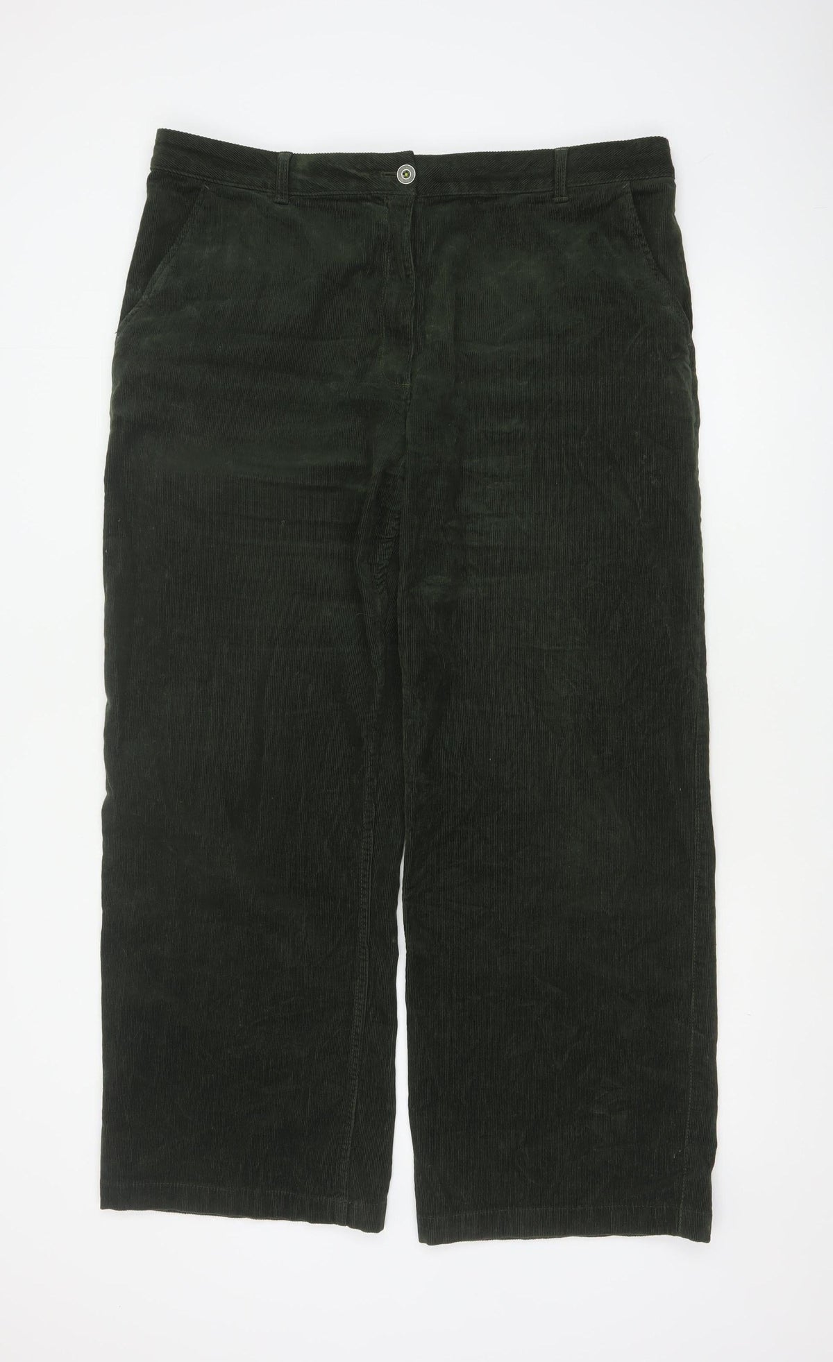 White Stuff Women’s Green Corduroy Straight Trousers UK 18 Regular