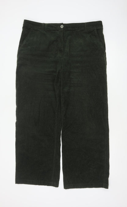White Stuff Women’s Green Corduroy Straight Trousers UK 18 Regular