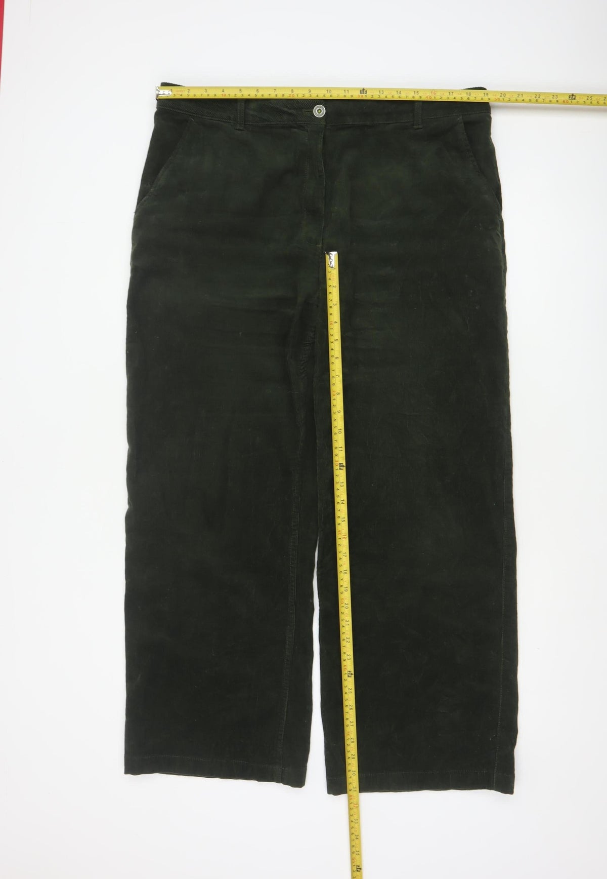 White Stuff Women’s Green Corduroy Straight Trousers UK 18 Regular