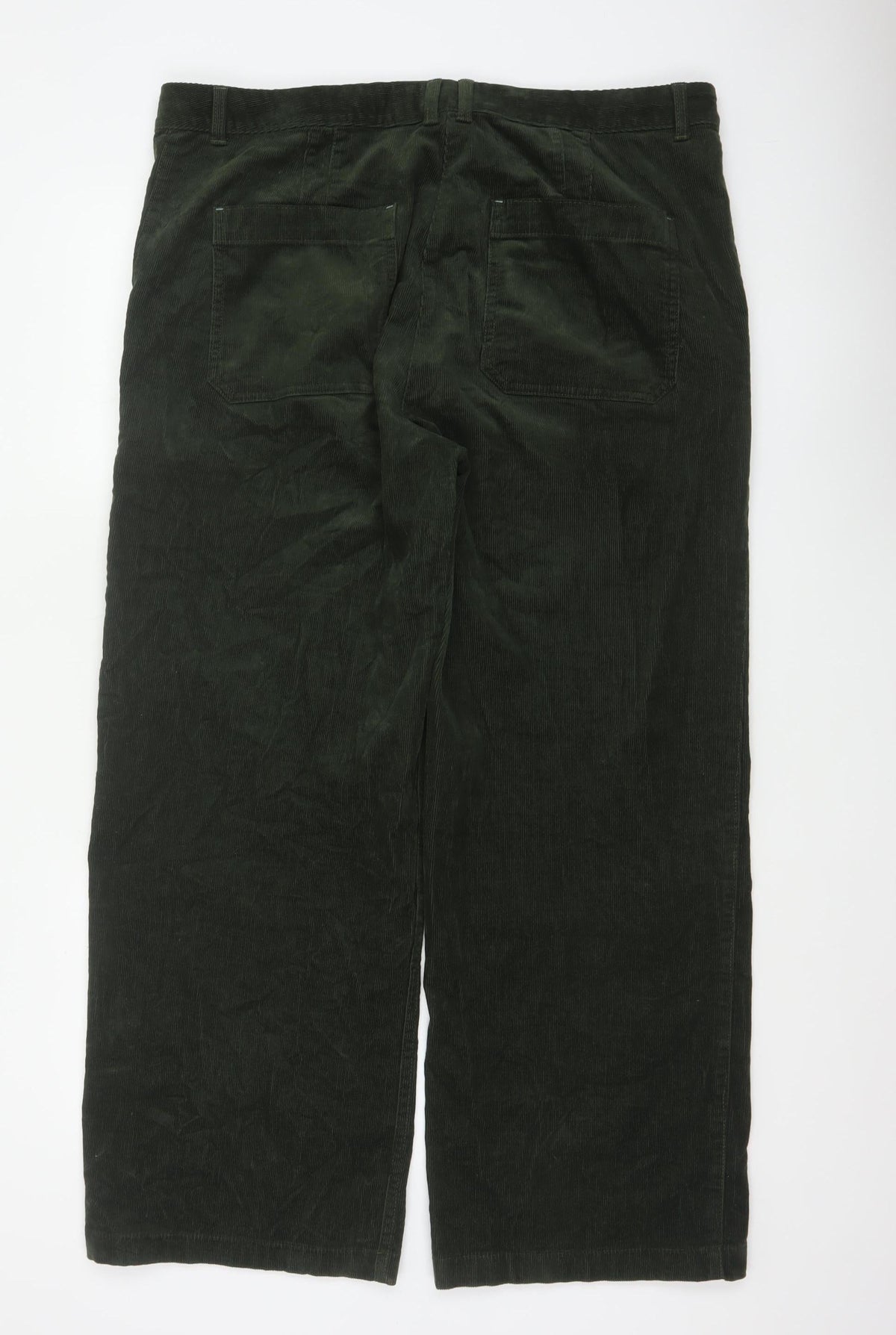 White Stuff Women’s Green Corduroy Straight Trousers UK 18 Regular