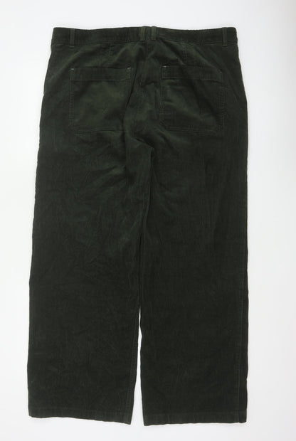 White Stuff Women’s Green Corduroy Straight Trousers UK 18 Regular