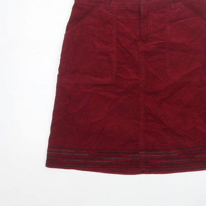 White Stuff Women Red Corduroy Pencil Skirt Size 10 Pockets